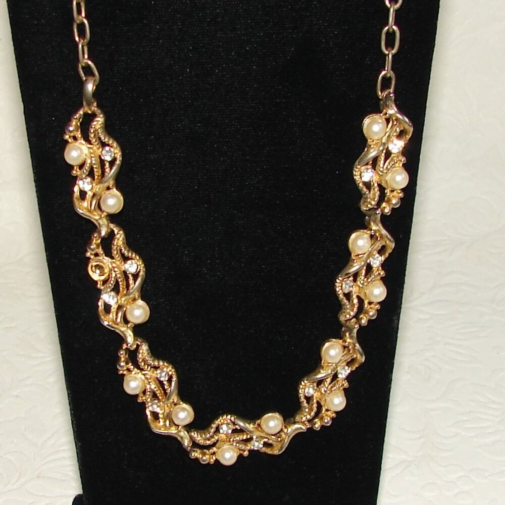 Vtg 1950-60s Rhinestone/Pearl Choker NECKLACE Lot for Repair or Upcycle E74 - Picture 13 of 16